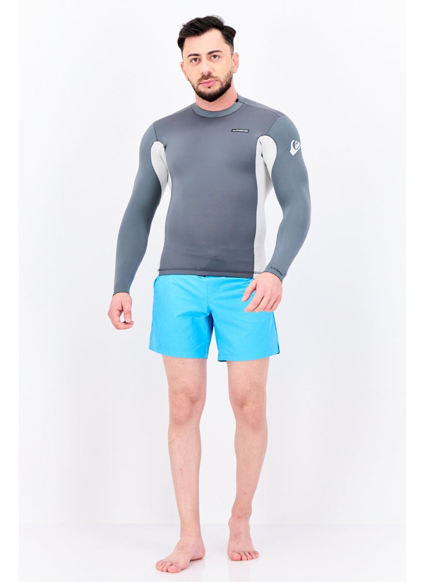 QUIKSILVER - Men Brand Logo Long Sleeves Rash Guard Swimwear, Grey - Image 1