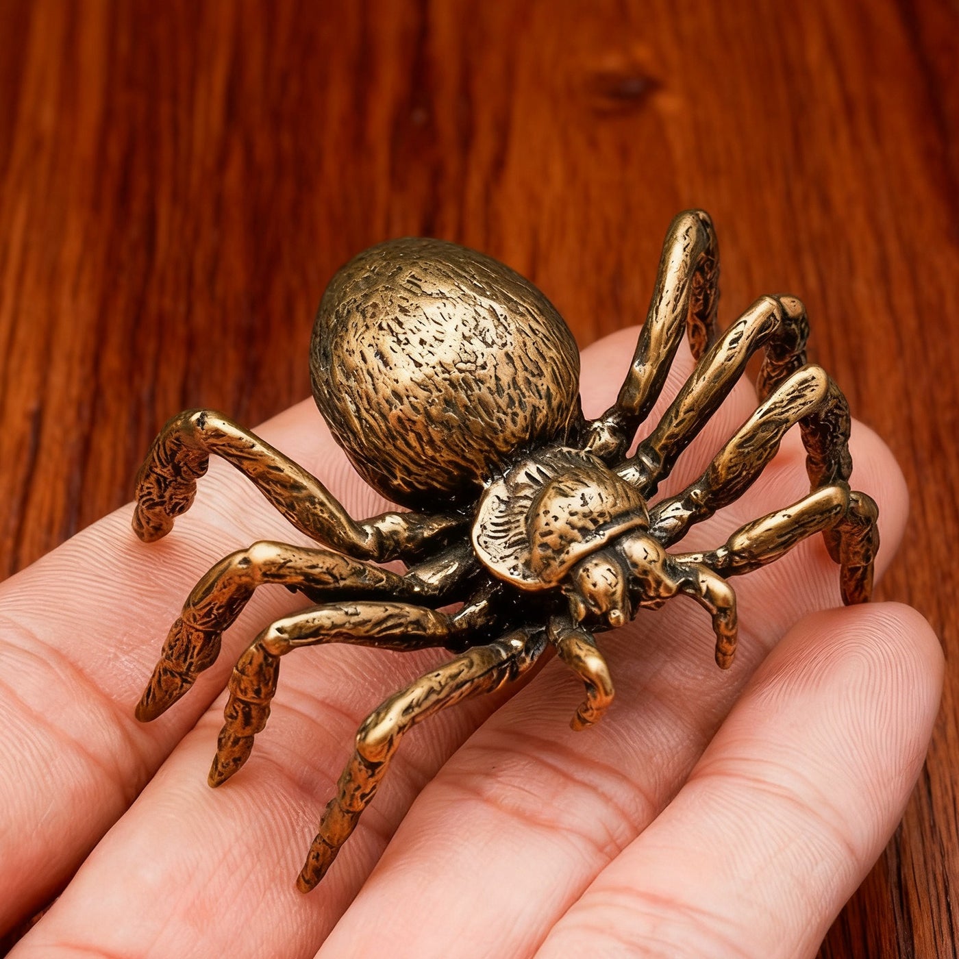 Solid Brass Spider Ornament Contentment Brings Happiness Desktop Decoration Vintage Brass Personalized Tea Pet Small Ornament Craft