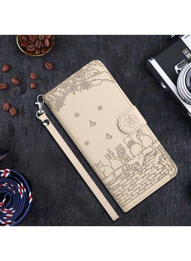 S-TOP Case For iPhone 16 Cat Embossing Pattern Leather Phone Case with Lanyard - Image 2