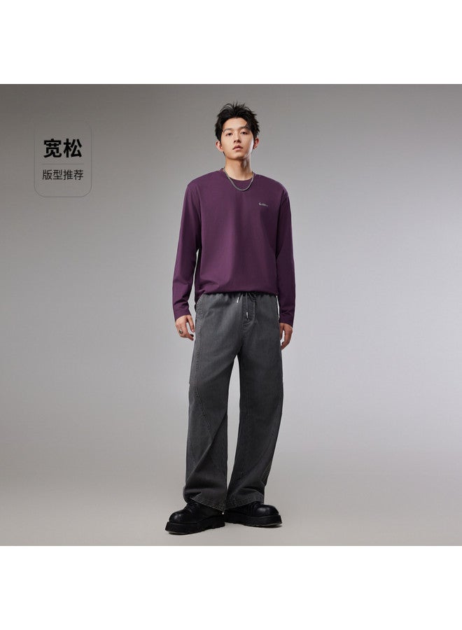 Cabbeen Men's T-shirt Logo High-frequency Design Versatile Autumn Winter Warm Long Sleeve T-shirt - Image 4