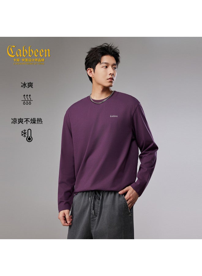Cabbeen Men's T-shirt Logo High-frequency Design Versatile Autumn Winter Warm Long Sleeve T-shirt - Image 2