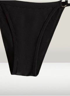 Ward Women's Black Lingerie with Vertical Straps Decorated with Metal Rings  - Image 4