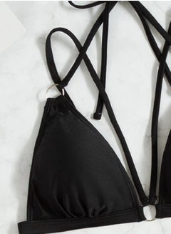 Ward Women's Black Lingerie with Vertical Straps Decorated with Metal Rings  - Image 5