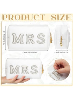 Xtinmee Personalized Initial Wedding Bride Slippers Mrs Pearl Letter Makeup Bag Bridal Shower Gifts For Wedding Day (P)  - Image 3