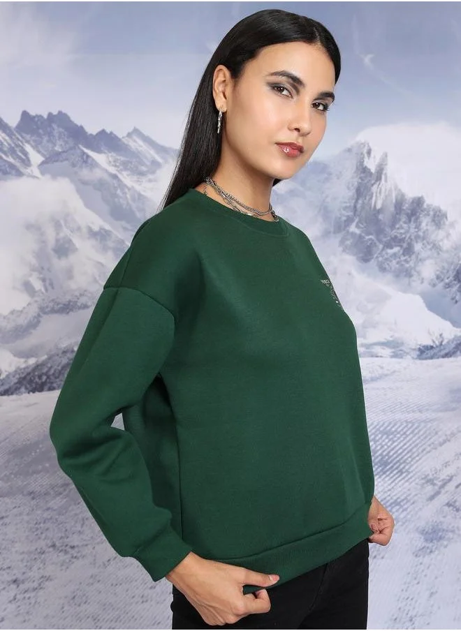 Tokyo Talkies Tokyo Talkies Oversized Graphic Print Round Neck Sweatshirt