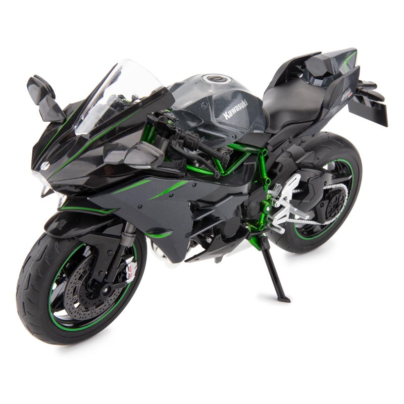 BDTCTK Compatible for 19 Kawasaki Ninja H2R Motorcycle DieCast Model Suspension and Free Roller Toy Car Motorcycle Collection Gift Black - Image 4