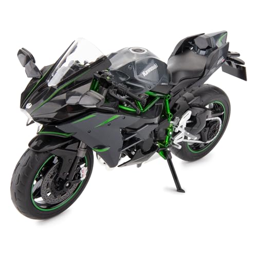 BDTCTK Compatible for 19 Kawasaki Ninja H2R Motorcycle DieCast Model Suspension and Free Roller Toy Car Motorcycle Collection Gift Black - Image 1