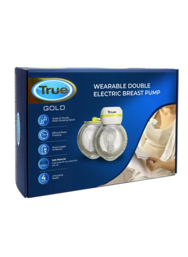 True Gold Wearable Double Electric Breast Pump - 4 Modes & 9 Suction Levels - Image 1