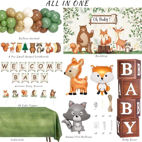 Kriyokiaa 130pcs Woodland Baby Shower Decorations Safari Baby Shower Decorations for Gender Neutral Celebration with Balloon GarlandsWelcome Baby Banner Baby Boxes and Tabletop Decor - Image 5