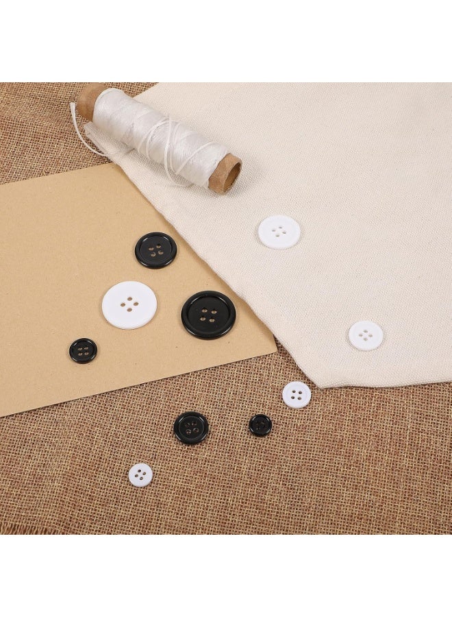 160Pcs Mixed Resin Sewing Buttons, Round Black and White 4-Hole Sewing Buttons 5 Sizes Button with Storage Box, for Crafts Coats Shirts Pants Shorts and More - Image 4