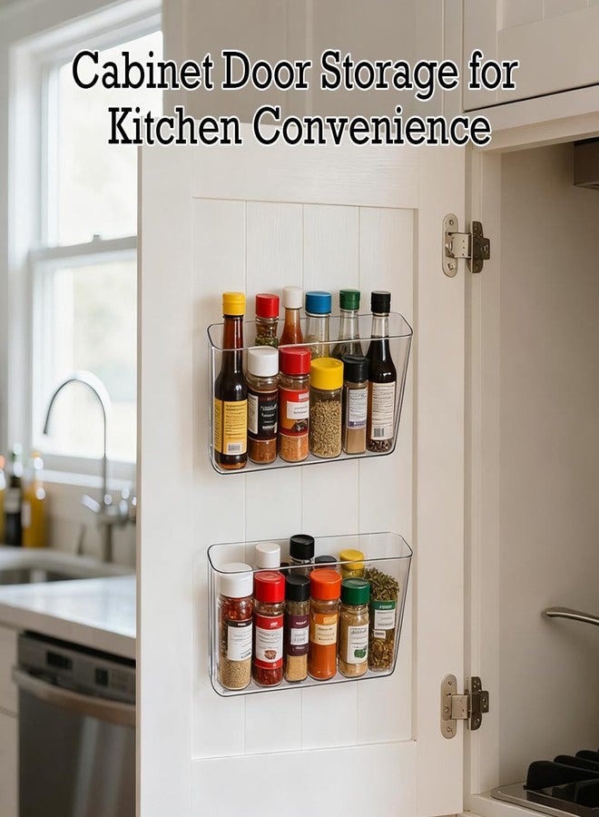 Vankcp 6 Pcs Adhesive Cabinet Door Organizers, 8 Inch Acrylic Wall Mount Organizer Without Drilling, Clear Adhesive Cabinet Door Storage Bins for Kitchen Bathroom Bedroom Living Room - Image 5