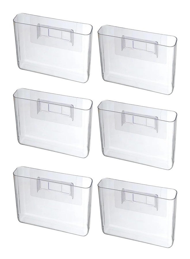Vankcp 6 Pcs Adhesive Cabinet Door Organizers, 8 Inch Acrylic Wall Mount Organizer Without Drilling, Clear Adhesive Cabinet Door Storage Bins for Kitchen Bathroom Bedroom Living Room - Image 1