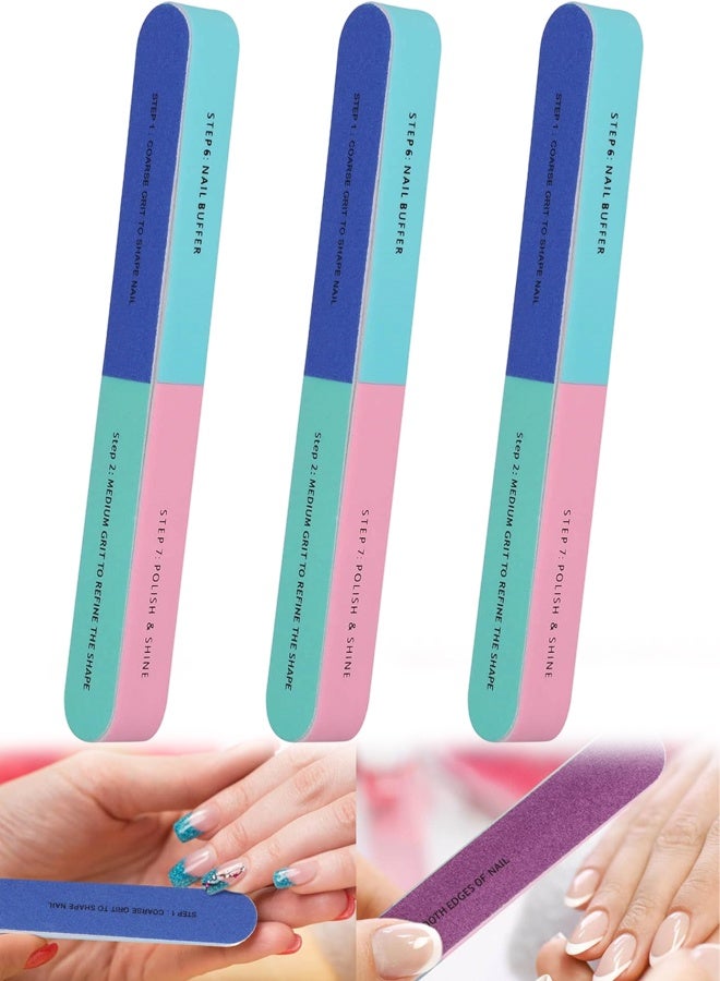 3Pack Professional Nail Buffer Block, Nail Buffer for Natural Nails, All-in-One Smooth & Buff & Shine for Nail Care - Image 1