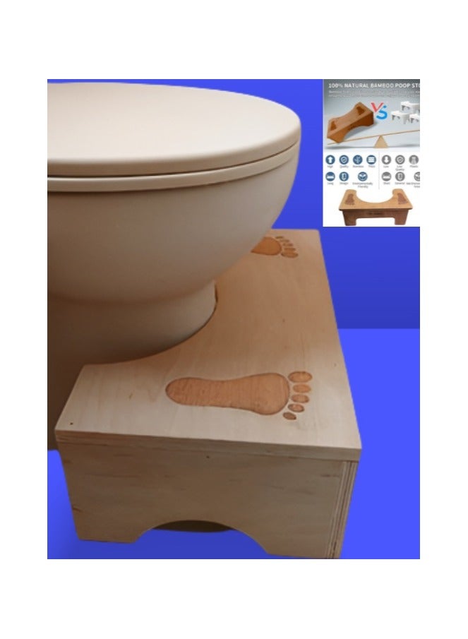 شمس مسند قدم صحى لقاعدة الحمام للوقاية من الام القولون بوضعية صحية للجلوس بزاوية 35 درجة مع باسكت حمام صحى بدون دهان خشب طبيعى بكعب مضاد للمية - Image 2