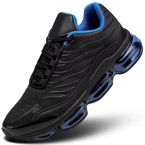 Socviis Mens Air Running Shoes Non Slip Workout Casual Sport Walking Shoes Basketball Sneakers Fashion Tennis Fitness Trainers Black Blue - Image 1