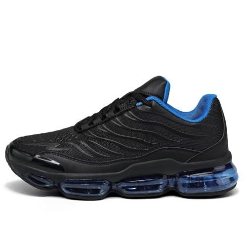 Socviis Mens Air Running Shoes Non Slip Workout Casual Sport Walking Shoes Basketball Sneakers Fashion Tennis Fitness Trainers Black Blue - Image 3