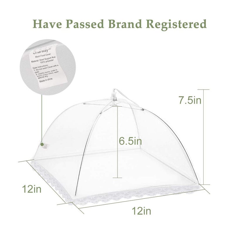 Onarway 3 Pack Food Covers 12 Inch Pop-Up Encrypted Mesh Plate Serving Tents, Fine Net Screen Umbrella for Outdoors, Parties, Picnics, BBQs, Reusable and Collapsible - Image 2