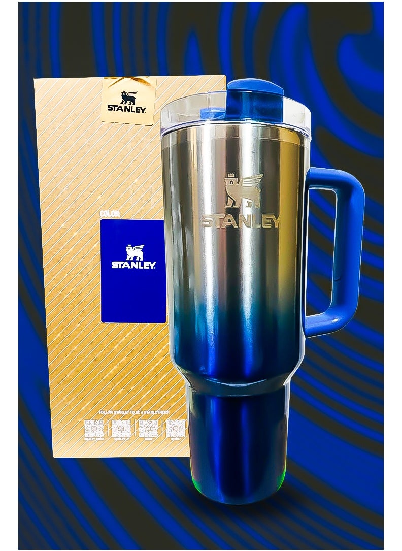 Stanley 40oz Tumbler Stainless Steel Insulated Travel Mug with Reusable Straw BPA Free Sustainable and Dishwasher Safe Equipped with Leakproof FlowState Lid and Double Wall Insulation Keeps Drinks Hot for 16 Hours and Cold for 24 Hours Slim Base Fits Standard Car Cup Holders with Durable Ergonomic Handle for Easy Use at Home Office Travel or Outdoors