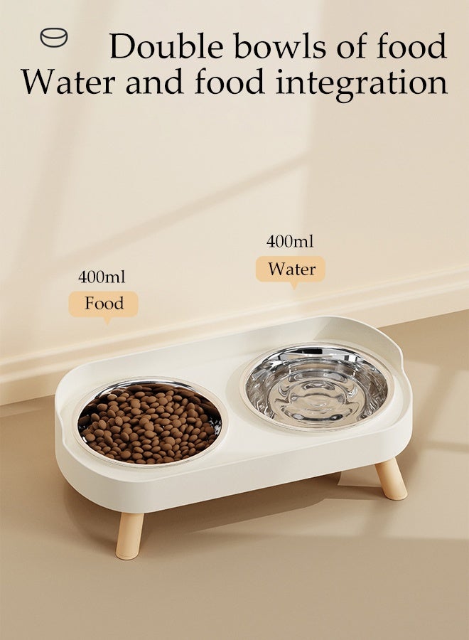 DUNISO Elevated Double Cat Bowls Stainless Steel Cat Feeding Dishes with PP Stand Stand Anti Vomiting Pet Feeding Bowls Non-Slip Protect Pet's Spine Feeding Bowls for Cats and Puppy - Image 2