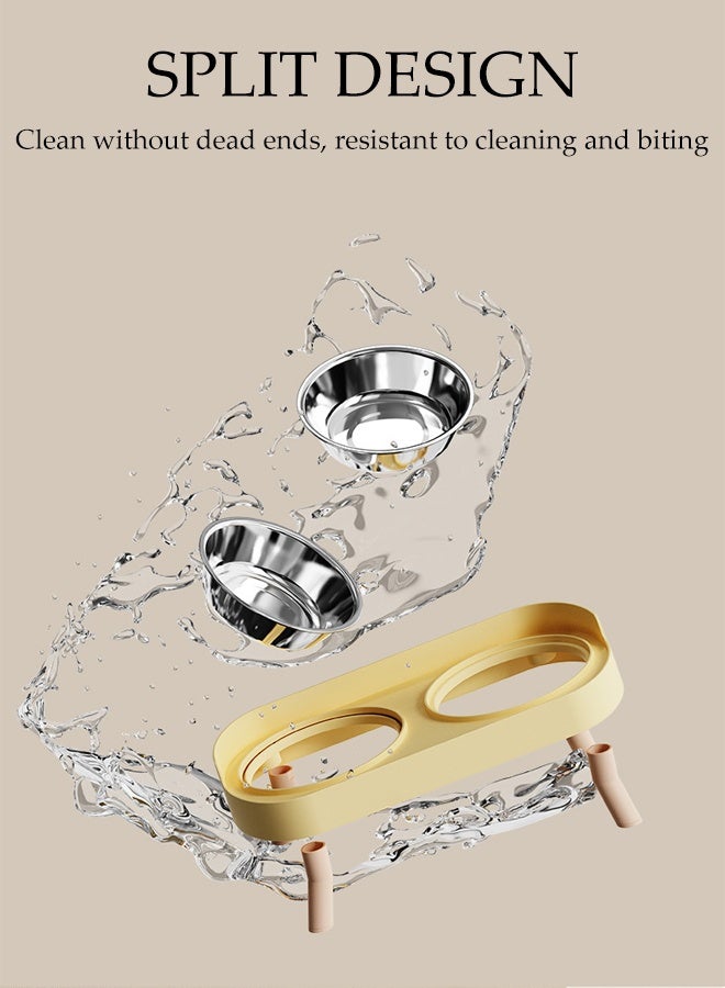 DUNISO Elevated Double Cat Bowls Stainless Steel Cat Feeding Dishes with PP Stand Stand Anti Vomiting Pet Feeding Bowls Non-Slip Protect Pet's Spine Feeding Bowls for Cats and Puppy - Image 3