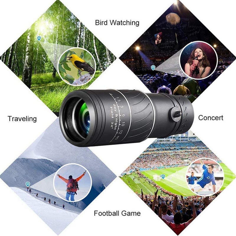 16x52 Monocular Telescope Compact Waterproof Telescope with FMC Lens BAK4 Prism Carrying Bag Lanyard for Concert Ball Games Bird Watching Hiking - Image 5