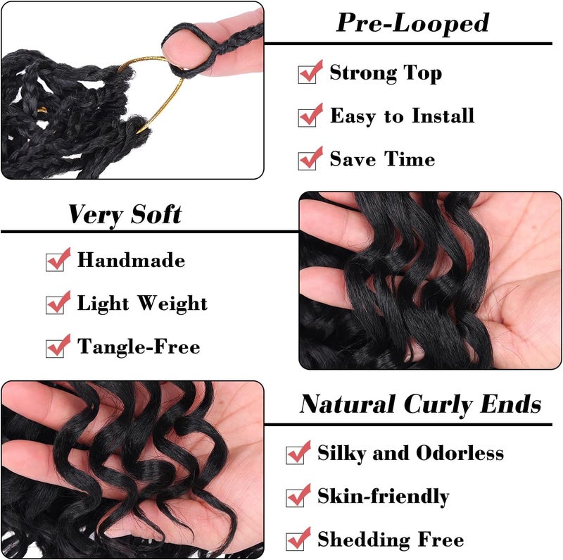Leeven Gogo Curl Crochet Hair 10 Inch 8 Packs Black Ocean Wave Crochet Hair Pre Looped Deep Twist Goddess Box Braids Short Curly Water Wave Synthetic Braiding Hair for Women Girl Kids - Image 4