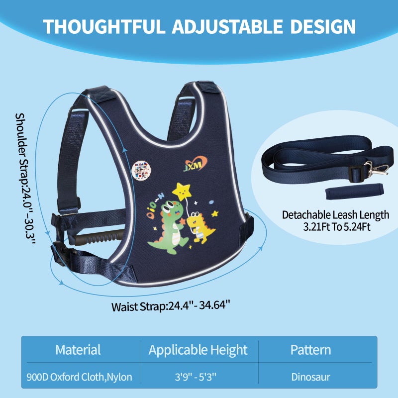 JXM Safety Walking Harness for Big Kids 6-12, Anti-Elopement Vest Harness for Autism Special Needs ADHD, Reflective Leash with Handle for Autistic, Active Children, Adjustable Tether for Travel and Crowds - Image 5