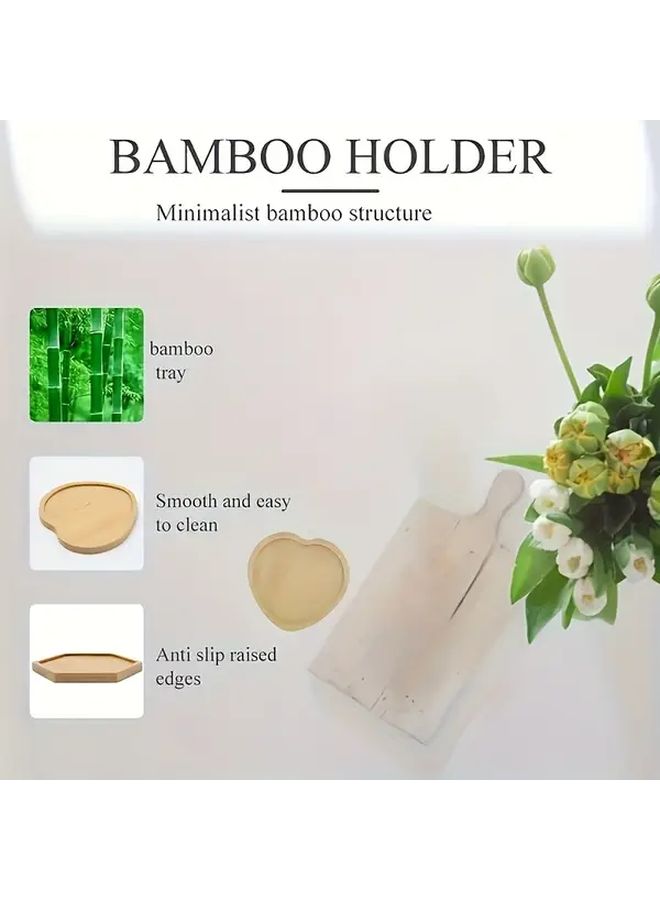 Hexagonal Bamboo Tray And Wooden Coaster Set 2pcs For Succulent Plants - Image 5