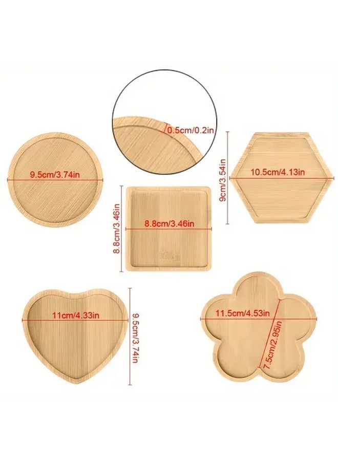 Hexagonal Bamboo Tray And Wooden Coaster Set 2pcs For Succulent Plants - Image 2