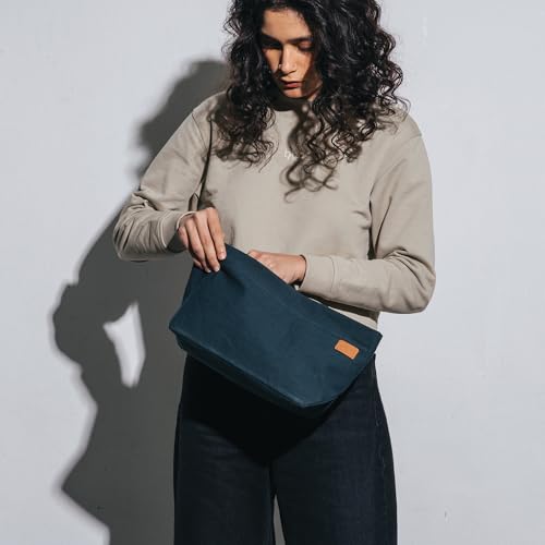 DailyObjects Small Clutch Taxi Canvas Pouch and Storage Organizer - Lightweight, Spacious, Durable and Multi-Purpose for Women and Men, Holds Accessories and Gadget like Toiletry - Blue - Image 2