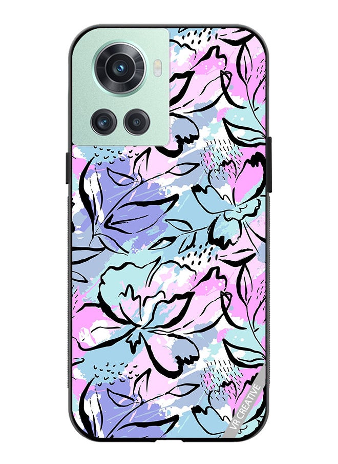 VR CREATIVE - Protective Case Cover For OnePlus 10R Abstract Flowers Print Design Multicolour - Image 1