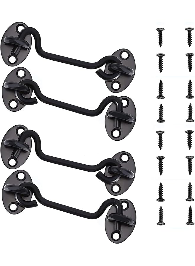 promass 4 Pcs Stainless Steel Hook and Eye Latches, Privacy Hook and Eye Latches, Rust and Corrosion Resistant, With Mounting Screws, For Security, For Barn Doors, Garages, Windows, Closets - Image 1