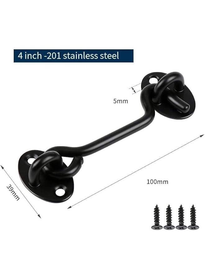 promass 4 Pcs Stainless Steel Hook and Eye Latches, Privacy Hook and Eye Latches, Rust and Corrosion Resistant, With Mounting Screws, For Security, For Barn Doors, Garages, Windows, Closets - Image 2