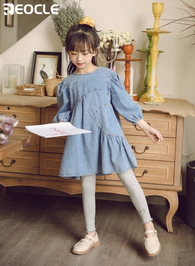 REOCLE Girl's Cotton Leggings with Fashionable Design and Soft Brushed Fabric Comfortable Base Layer Pants for Spring Autumn Wear - Image 4