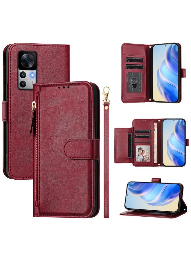 S-TOP Case For Redmi K50 Ultra Multi-Card Slots Zipper Wallet Leather Phone Case - Image 1