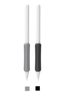 Silicone Grip Holder (2 Pack) for Apple Pencil 2nd Gen /1st Anti-Slip Skin Sleeve Case Compatible with Magnetic Charging and Double Tap(Black & Grey)