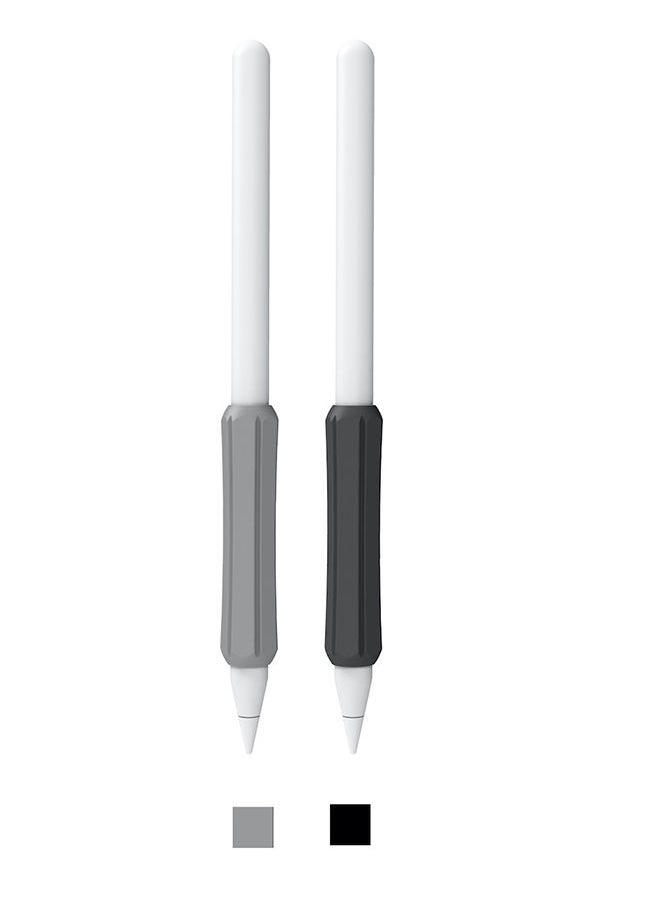 O Ozone - Silicone Grip Holder (2 Pack) for Apple Pencil 2nd Gen /1st Anti-Slip Skin Sleeve Case Compatible with Magnetic Charging and Double Tap(Black & Grey) - Image 1