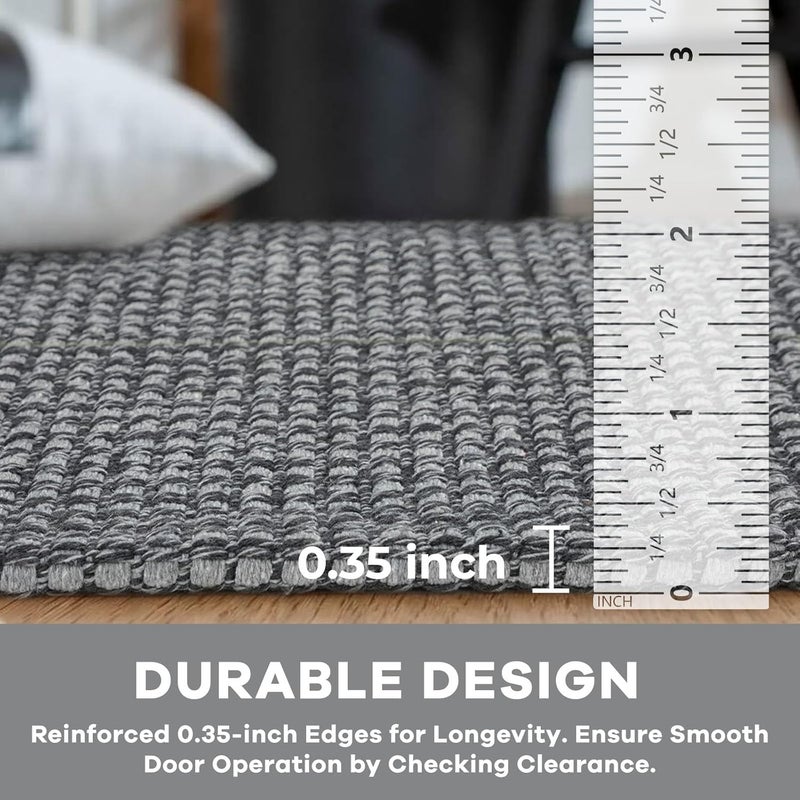 KOZYFLY Boho Rugs for Entryway Rugs 4x6 ft Washable Area Rugs Rubber Backed Living Room Rugs Braided Woven Cotton blend Indoor Outdoor Floor Carpet for Dining Room Living Room Bedroom, Dark Grey - Image 4