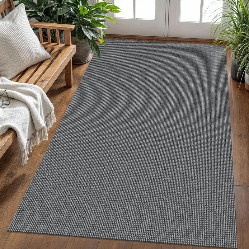 KOZYFLY Boho Rugs for Entryway Rugs 4x6 ft Washable Area Rugs Rubber Backed Living Room Rugs Braided Woven Cotton blend Indoor Outdoor Floor Carpet for Dining Room Living Room Bedroom, Dark Grey - Image 2