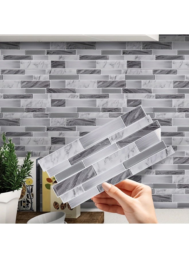 زيمي ٢٥ قطعة من ملصقات الفينيل ثنائية الأبعاد بتصميم رخامي، ذاتية اللصق ومقاومة للخدش، لجدار المطبخ، وجدران الحمام، وديكور غرفة الطعام - تصميم أنيق باللونين الرمادي والأبيض، ديكور جدار المطبخ | تصميم متشابك | لاصق متين، ديكور وإكسسوارات المطبخ - Image 2