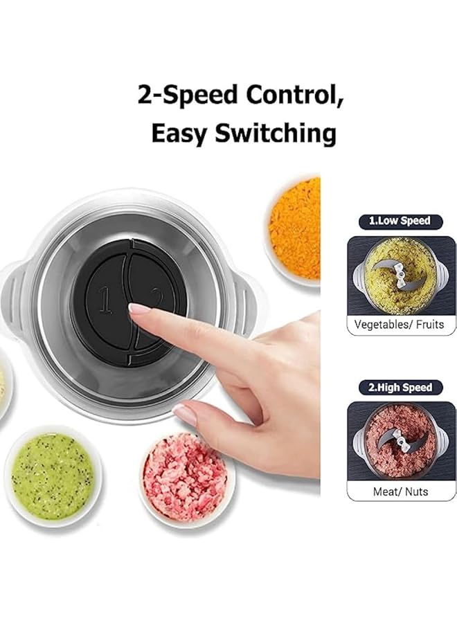 Electric Meat Grinder 2L Stainless Steel Electric Meat Chopper Food Processor Machine For Meat Vegetables Fruits And Nuts 2L