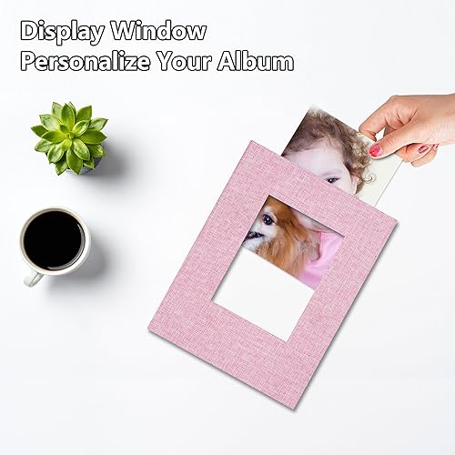 Yopih Photo Album 4x6 52 Pockets with Linen Cover Picture Albums for Family, Wedding, Baby, Photo Book Holds Vertical Pictures Pink - Image 2
