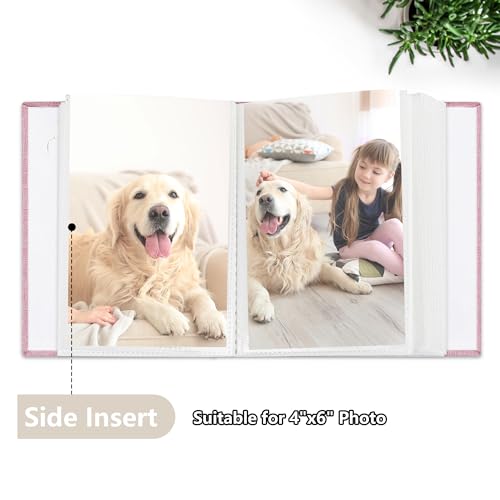 Yopih Photo Album 4x6 52 Pockets with Linen Cover Picture Albums for Family, Wedding, Baby, Photo Book Holds Vertical Pictures Pink - Image 4