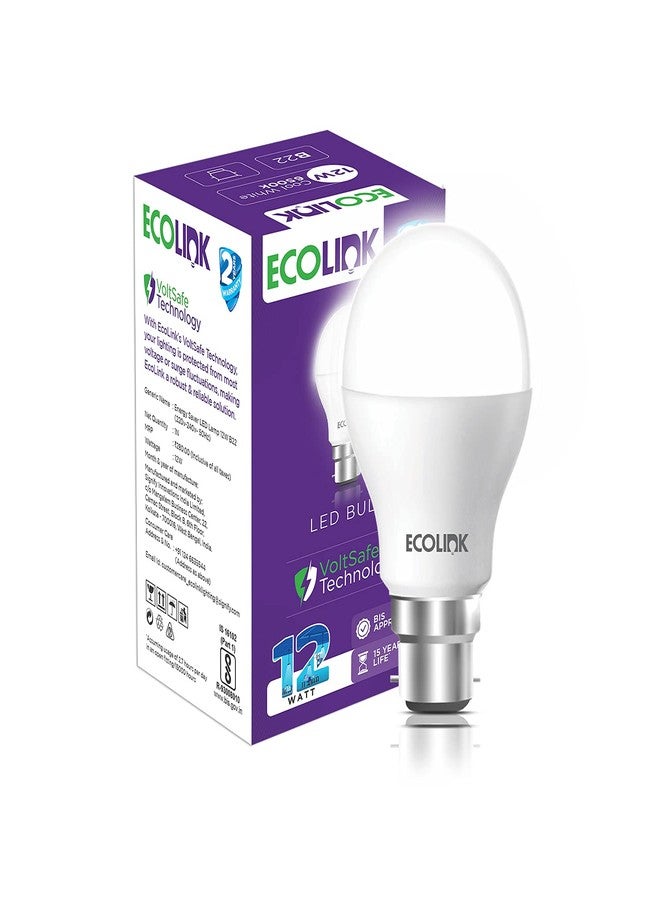 إيكو لينك مصباح LED من نوع EcoLink بقوة 12 واط وقاعدة B22 (ضوء نهاري بارد، عبوة من قطعة واحدة) - Image 1
