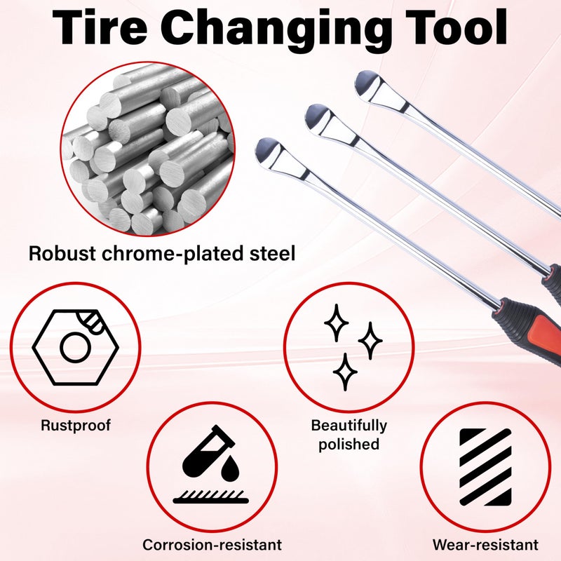 ecocstm 12.2 Inch Tire Spoons, Dirt Bike Tire Changing Tools, Tire Changing Kit, Tire Removal Tool, with Rim Protector, Valve Tool, Valve Cores and Caps, for Motorcycle/Lawn Mower/Tractor/Bicycle - Image 5