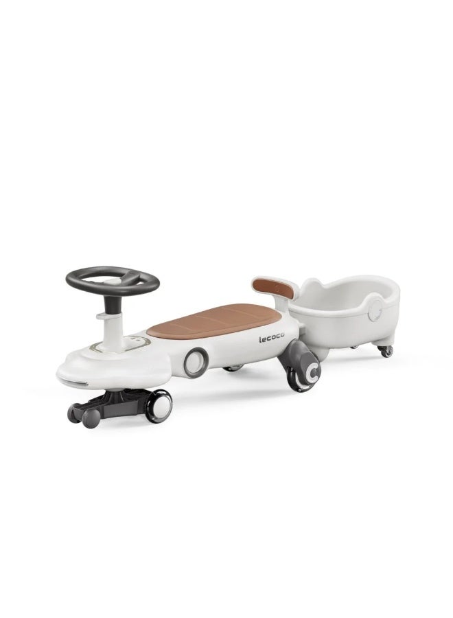 Lecoco Figg-F2-T Ride-On Car with Trailer | 360? Steering, PU LED Wheels, Music & Parent-Child Seat ? for Kids 10M+ - Image 5