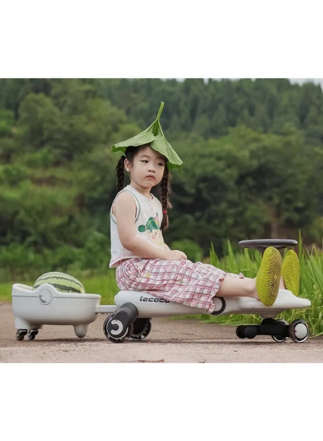 Lecoco Figg-F2-T Ride-On Car with Trailer | 360? Steering, PU LED Wheels, Music & Parent-Child Seat ? for Kids 10M+ - Image 3