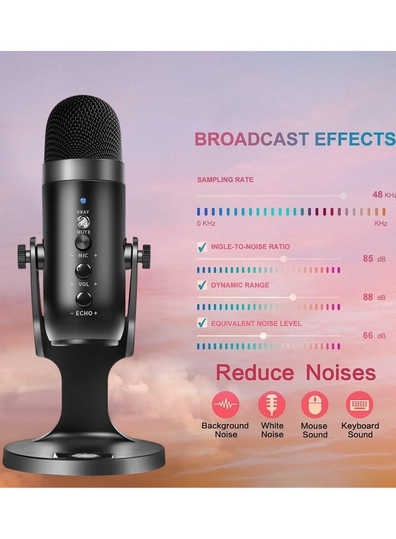 Gravity Gaming USB Microphone With Quick Mute For Phone Computer PC PS5 Studio Mic With Gain Control Echo And Monitor Volume Adjust For Streaming Vocal Recording ASMR Podcast Video. - Image 2