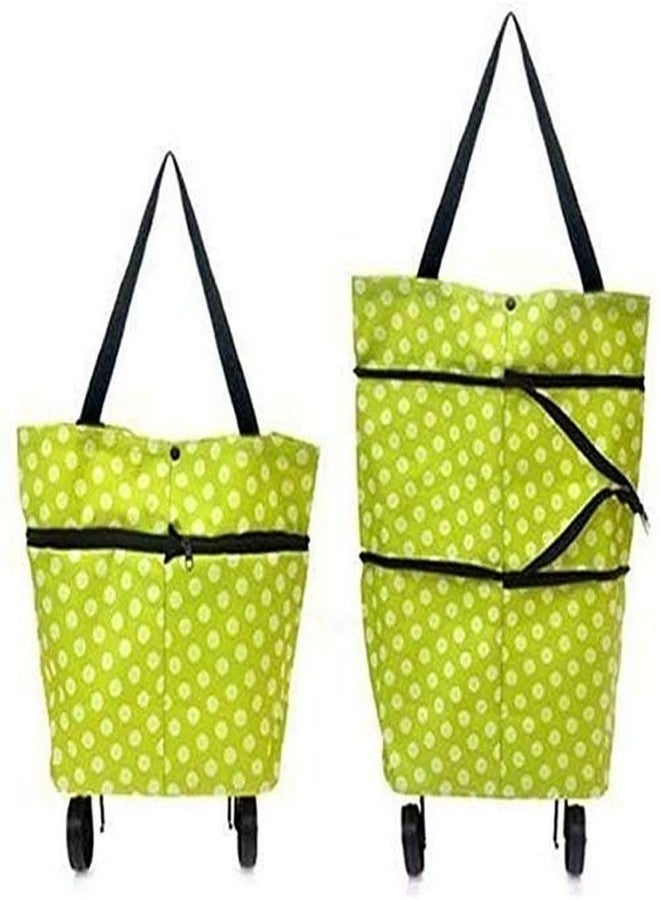 GS Zone Polyester Trolley Luggage Bags Traveling Vegetable Grocery Clothing Bag with Light Weight and Medium Size with Wheels for Girls Boys Women Ladies Men (Green) - Image 1