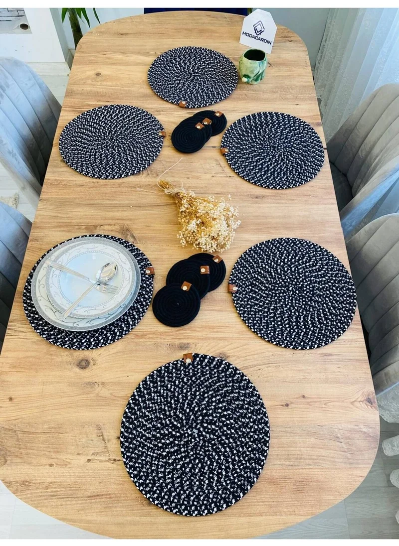BDZ Deri BDZ Leather Wicker Jute Presentation Plate Mat American Service and Coasters 12 Pieces